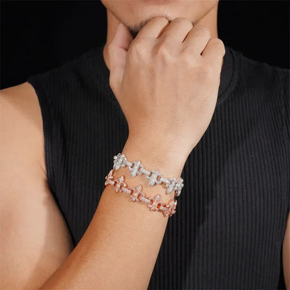 16mm Moissanite Cross Bracelet | 2025 S925 Silver Men’s Iced Out Hip Hop Jewelry - CaratixJewelry