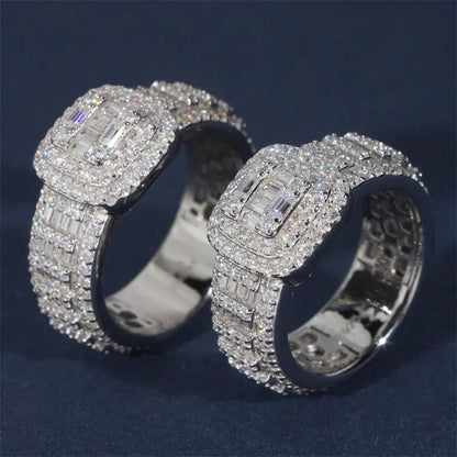 T-Cut Moissanite Men’s Ring | S925 Silver Full Iced Out Hip Hop Jewelry - CaratixJewelry