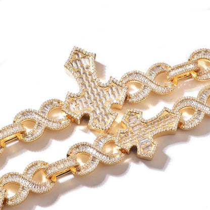 Iced Out Cross Pendant Copper Zircon Necklace for Men & Women | Caratix Jewelry - CaratixJewelry