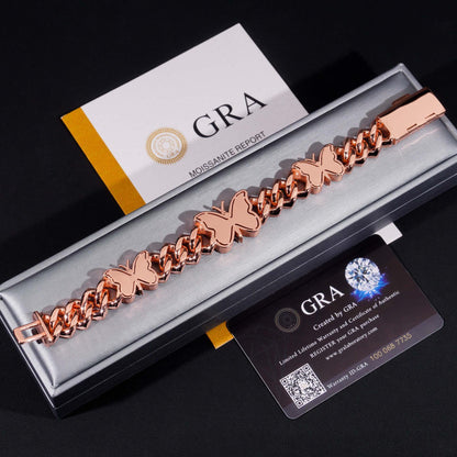 15mm Butterfly Moissanite Cuban Link Bracelet – S925 Sterling Silver Iced-Out Hip Hop Men’s Streetwear Jewelry - CaratixJewelry