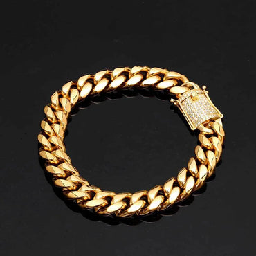 12mm Gold Plated Stainless Steel Cuban Link Bracelet Caratix Jewelry - CaratixJewelry