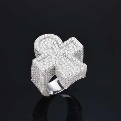 Iced Out Moissanite Ankh Cross Ring S925 Hip Hop | Caratix