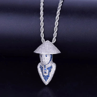 Iced Out Mortal Kombat Character Pendant | Men's Gamer Hip Hop Necklace | Premium Copper CZ Fighter Jewelry | Arcade Legend Bling | Caratix - CaratixJewelry