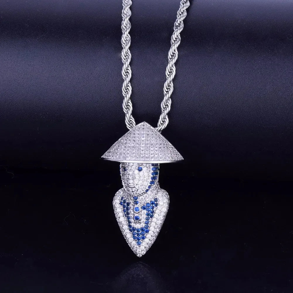 Iced Out Mortal Kombat Character Pendant | Men's Gamer Hip Hop Necklace | Premium Copper CZ Fighter Jewelry | Arcade Legend Bling | Caratix - CaratixJewelry