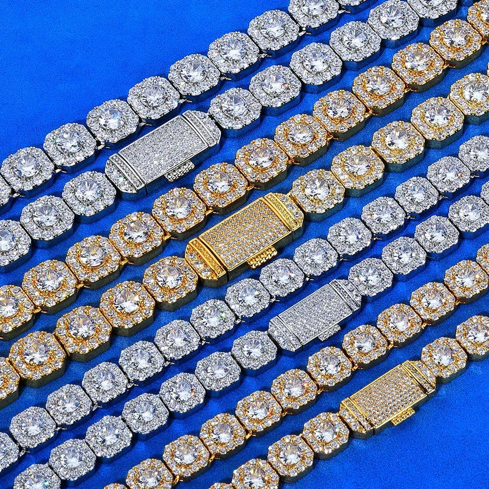 Ice Cube Moissanite Chain – S925 Sterling Silver Iced-Out Hip Hop Men’s Trendy Streetwear Necklace - CaratixJewelry