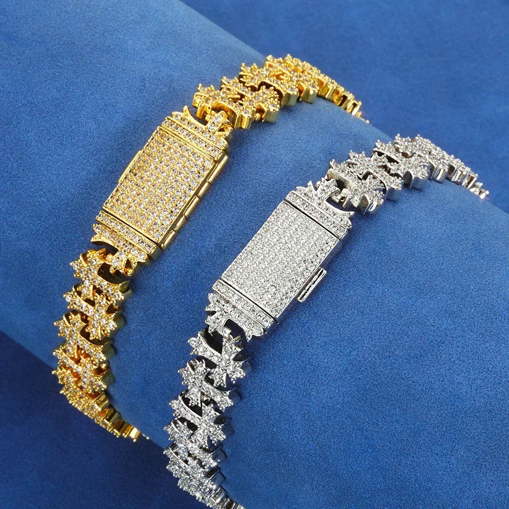 Custom S925 Silver Moissanite Cross Bracelet | VVS Shine Gold Chain for Rapper | Caratix - CaratixJewelry