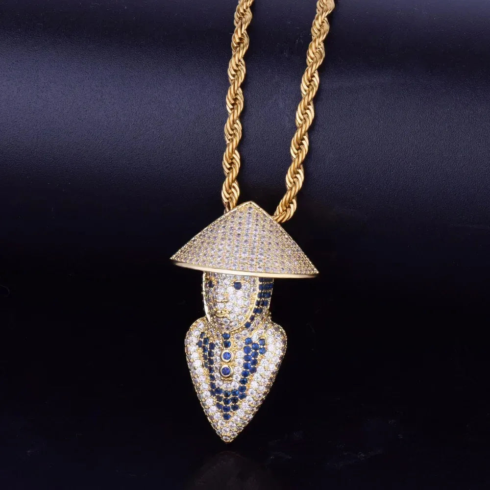 Iced Out Mortal Kombat Character Pendant | Men's Gamer Hip Hop Necklace | Premium Copper CZ Fighter Jewelry | Arcade Legend Bling | Caratix - CaratixJewelry
