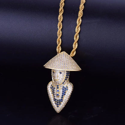 Iced Out Mortal Kombat Character Pendant | Men's Gamer Hip Hop Necklace | Premium Copper CZ Fighter Jewelry | Arcade Legend Bling | Caratix - CaratixJewelry