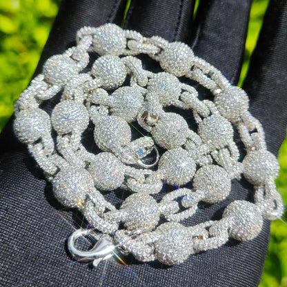 Iced Out Bead Ball Necklace with Copper & Zircon | Street Hip Hop Jewelry | Caratix Jewelry - CaratixJewelry