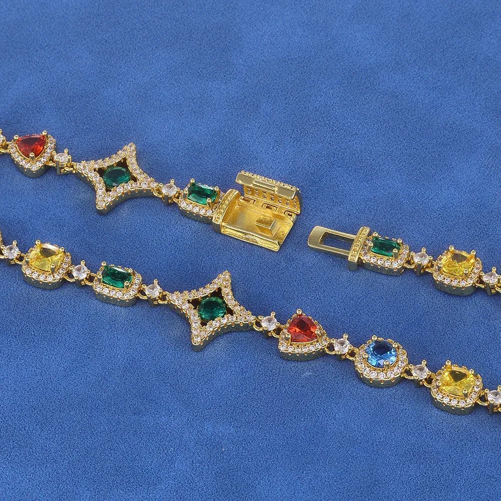 Geometric Gemstone Zircon Hip Hop Bracelet Gold Chain Rapper Style for Men | Caratix Jewelry - CaratixJewelry