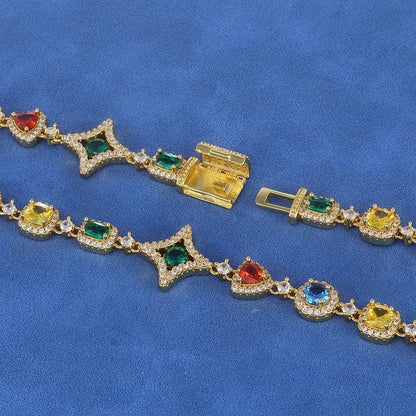 Custom Multi-Color Gemstone Iced Chain | Luxury Gold Chain for Rapper | Caratix - CaratixJewelry