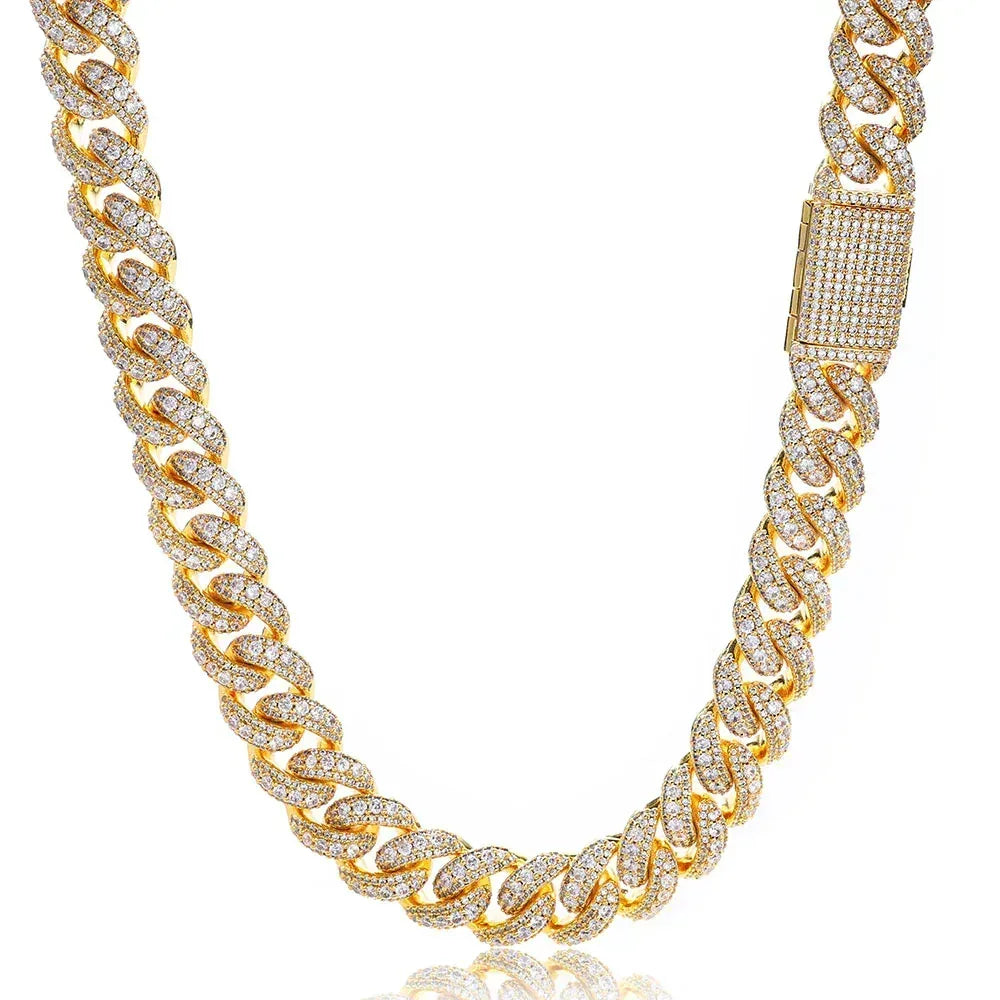 Bold Moissanite Cuban Link Chain – S925 Sterling Silver Iced-Out Hip Hop Men’s Luxury Statement Streetwear Necklace - CaratixJewelry