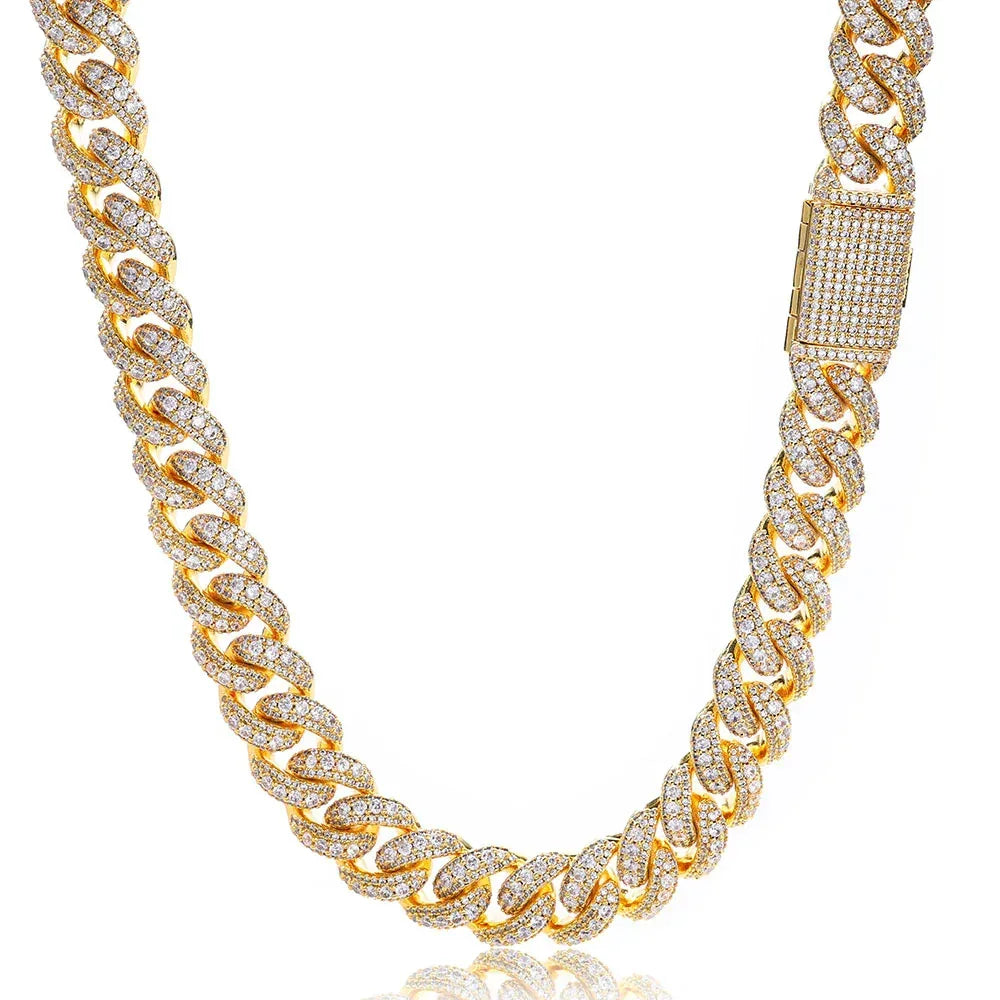 Custom Iced-Out Bubble Cuban Chain Necklace with Zircon Stones - CaratixJewelry