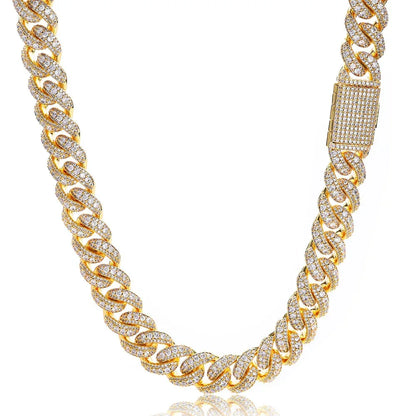 Custom Iced-Out Bubble Cuban Chain Necklace with Zircon Stones - CaratixJewelry