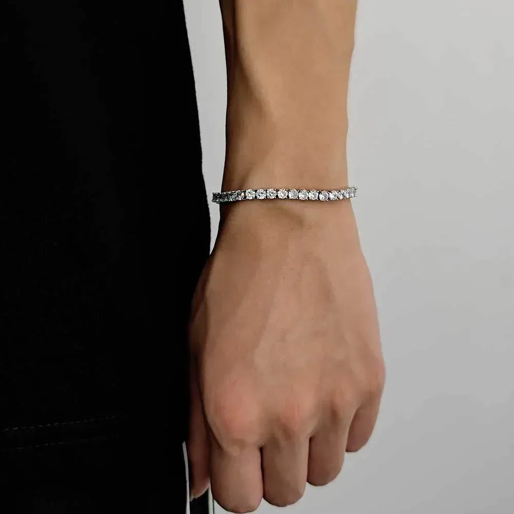 Iced Out Tennis Chain Zircon Bracelet with Spring Clasp for Men | Caratix Jewelry - CaratixJewelry
