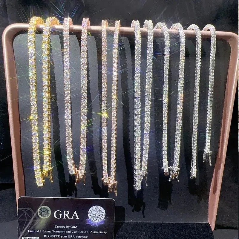 Custom S925 Sterling Silver Tennis Chain | Classic Plug-Clasp Bling Jewelry | Caratix - CaratixJewelry
