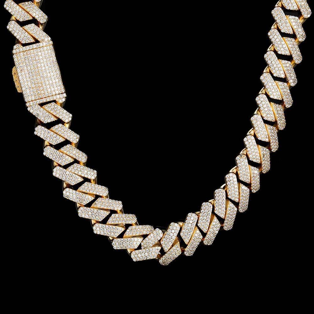 Custom 18mm Three-Row Cuban Chain Necklace Zircon - CaratixJewelry