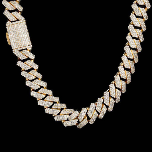 Custom 18mm Three-Row Cuban Chain Necklace Zircon - CaratixJewelry