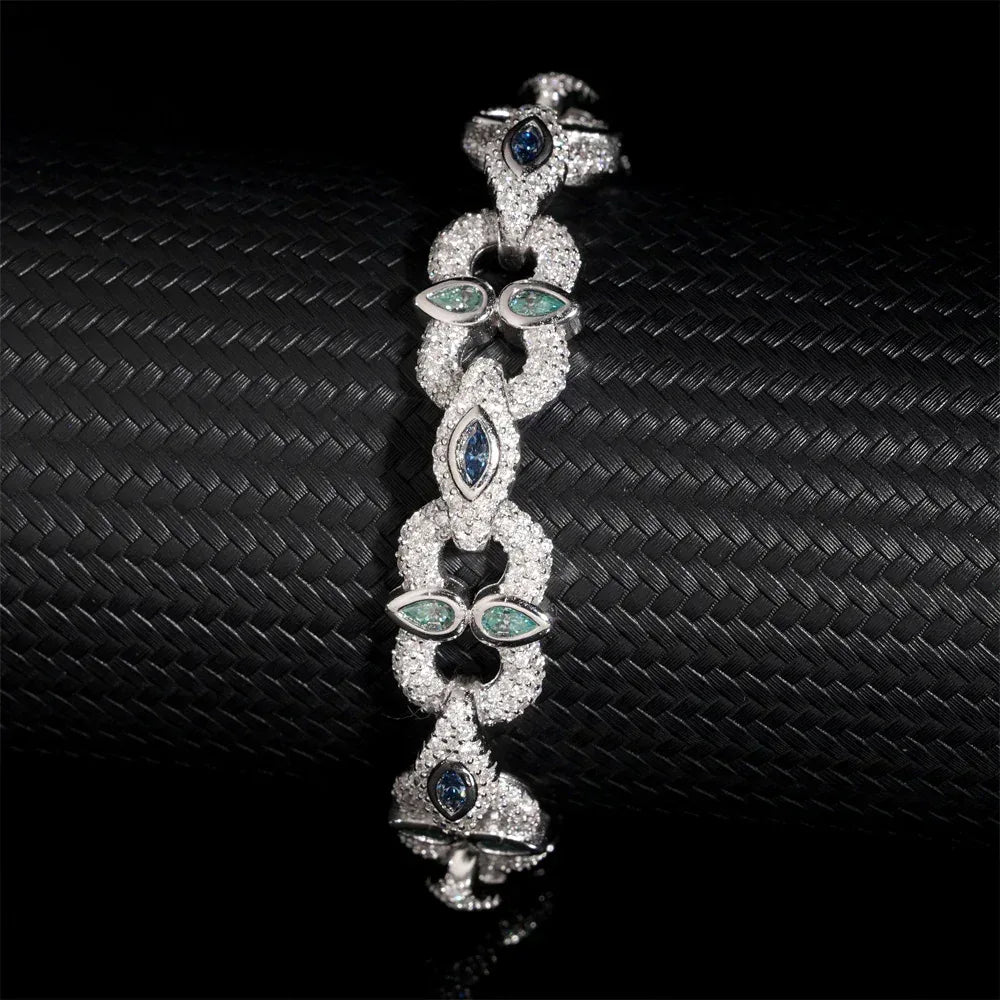 13mm Moissanite Cuban Link Bracelet with Figure-8 Clasp – S925 Sterling Silver Iced-Out Hip Hop Streetwear Jewelry - CaratixJewelry