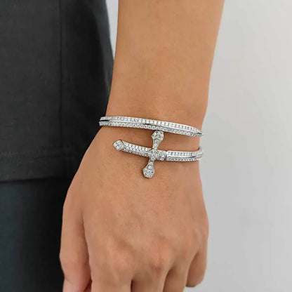 Justice Sword Cross Bracelet with Zircon Stones for Men | High-End Hip Hop Jewelry | Caratix Jewelry - CaratixJewelry
