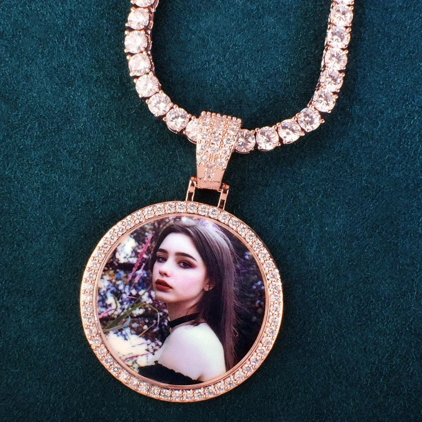 Epoxy Photo Pendant Necklace | Iced Out CZ Custom Picture Hip Hop DIY Jewelry - CaratixJewelry
