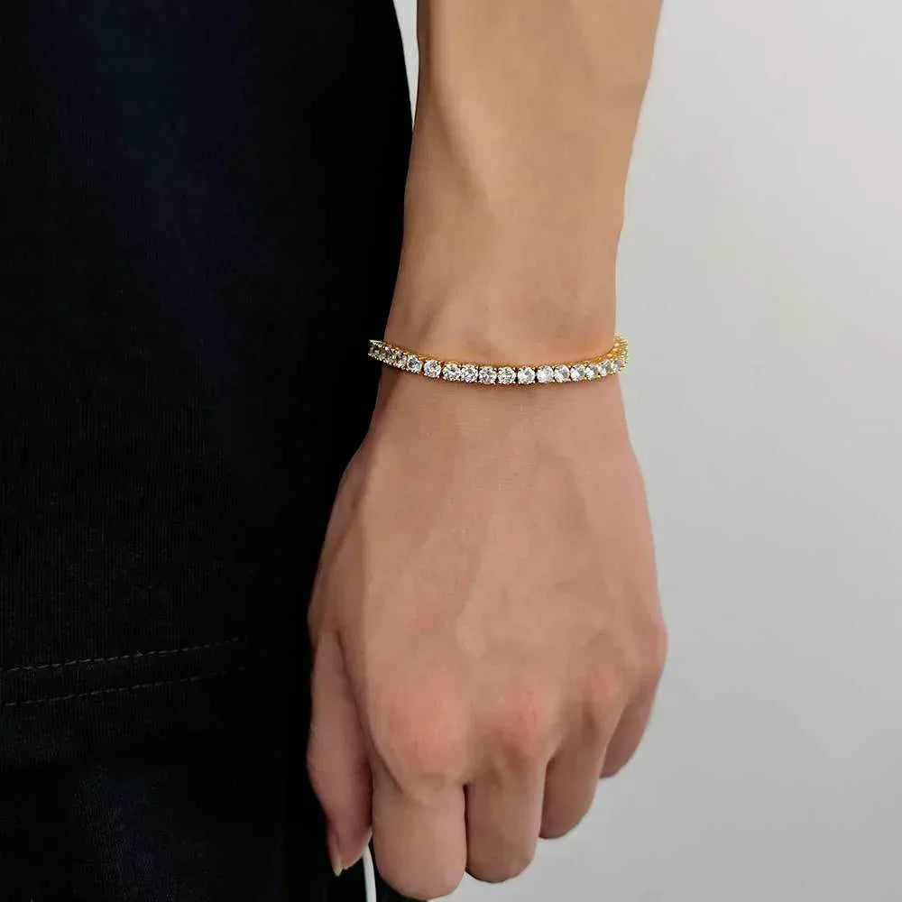 Iced Out Tennis Chain Zircon Bracelet with Spring Clasp for Men | Caratix Jewelry - CaratixJewelry