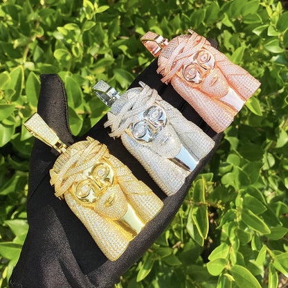 Iced Out "Street Sage" Old Man Pendant | Men's Micro Pave CZ "Godfather" Necklace - CaratixJewelry