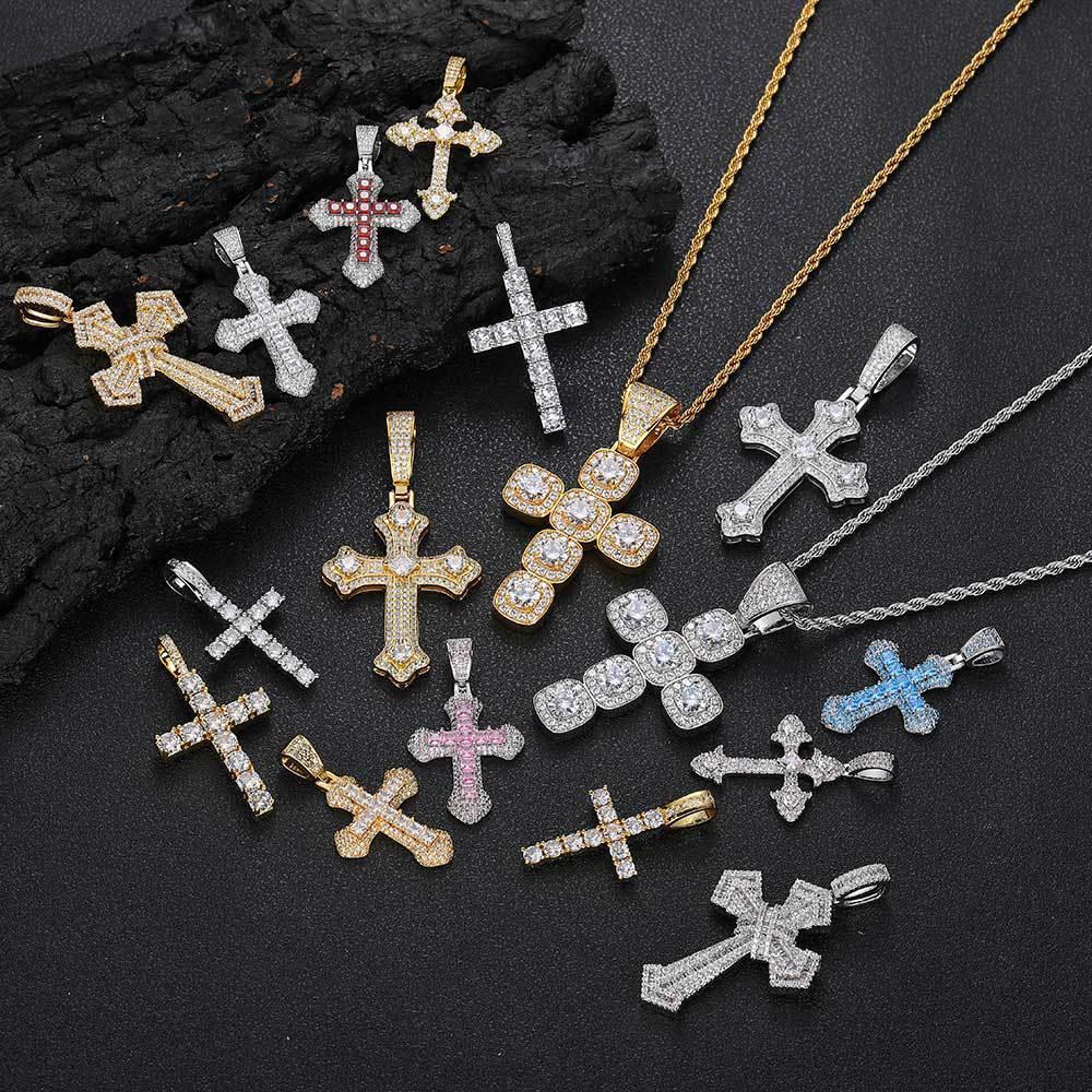 Custom Full Cross Pendant Necklace with Zircon Stones for Men | Caratix Jewelry - CaratixJewelry