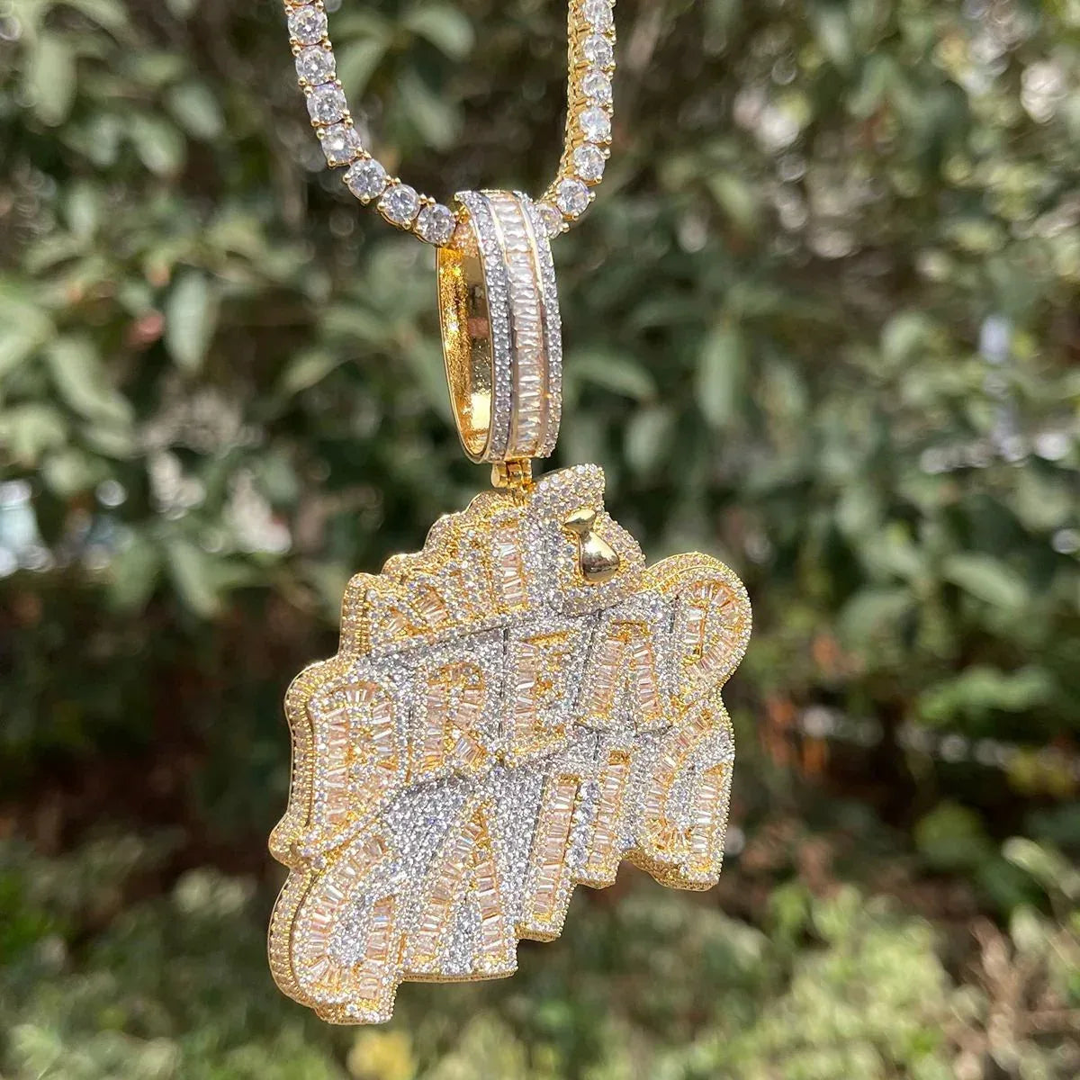 Luxury Women's BREADGANG Pendant Necklace | Hip Hop Iced Out CZ Jewelry | Genuine Copper 18K Gold Plated Bling | Streetwear Gift | Caratix - CaratixJewelry
