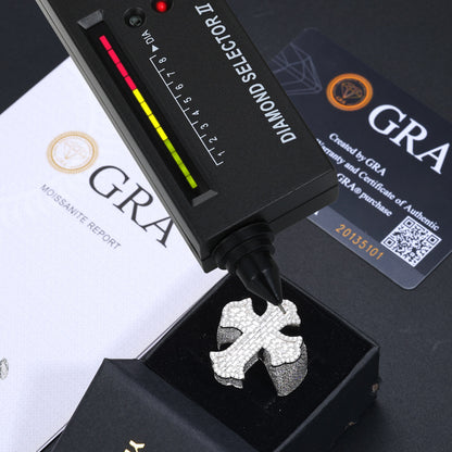 Baguette Moissanite Cross Ring S925 Hip Hop Band | Caratix