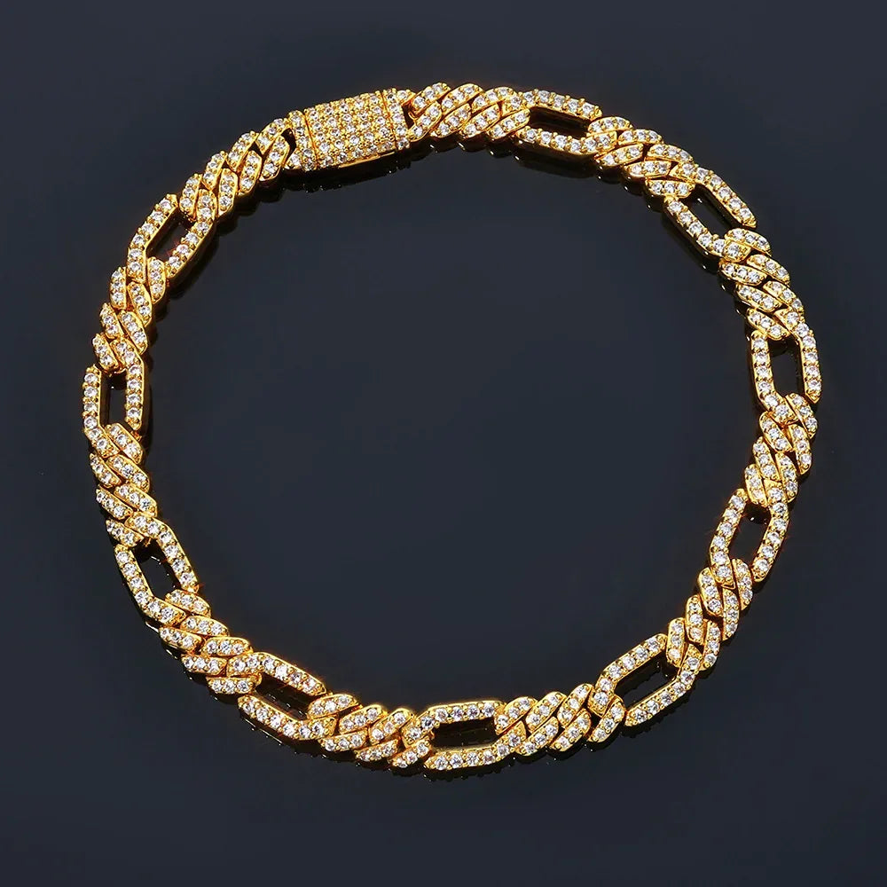 Custom 7mm 3-to-1 Iced Cuban Chain | Figaro Style - CaratixJewelry