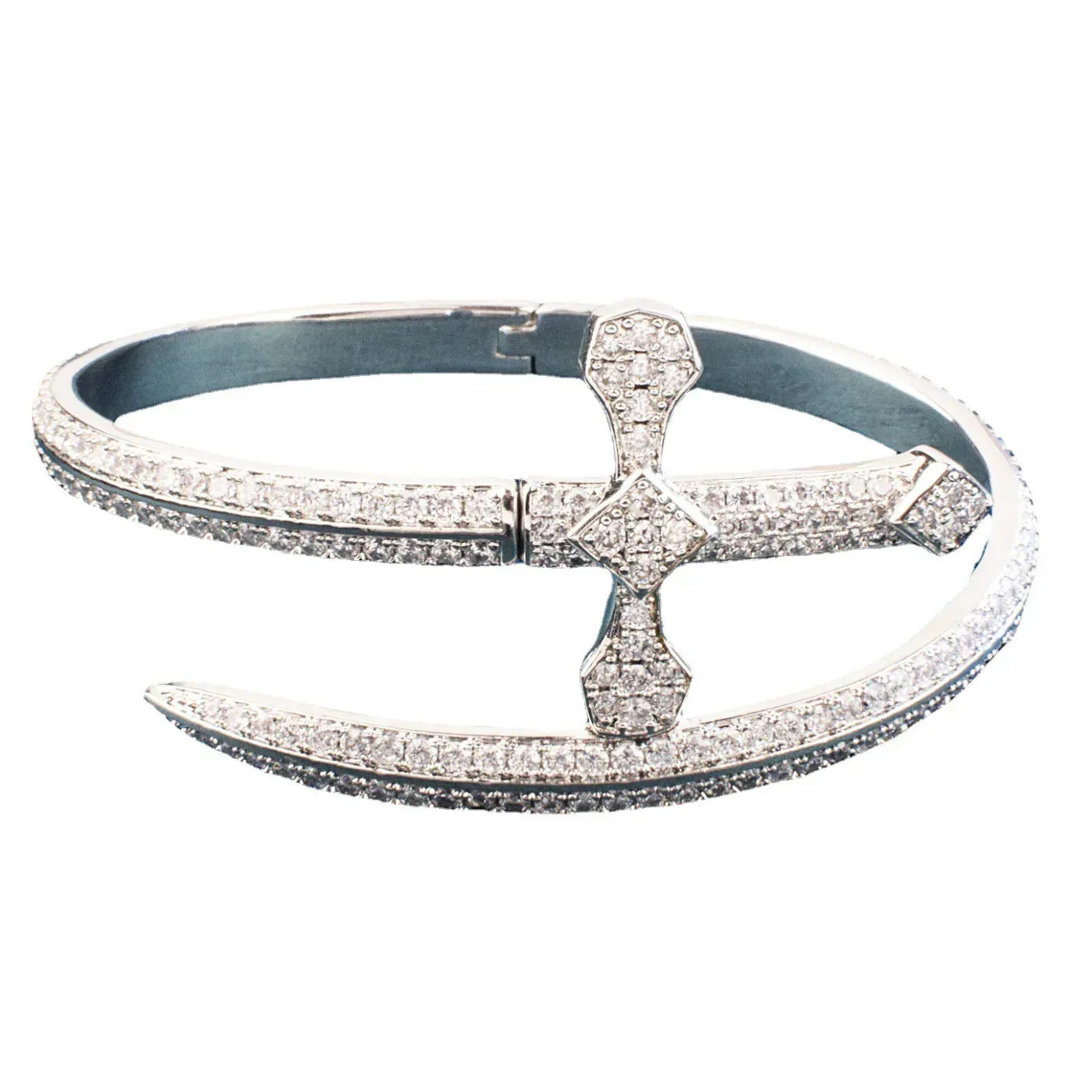 Justice Sword Bangle Bracelet with Copper & Zircon | Iced Out Trendy Jewelry | Caratix Jewelry - CaratixJewelry