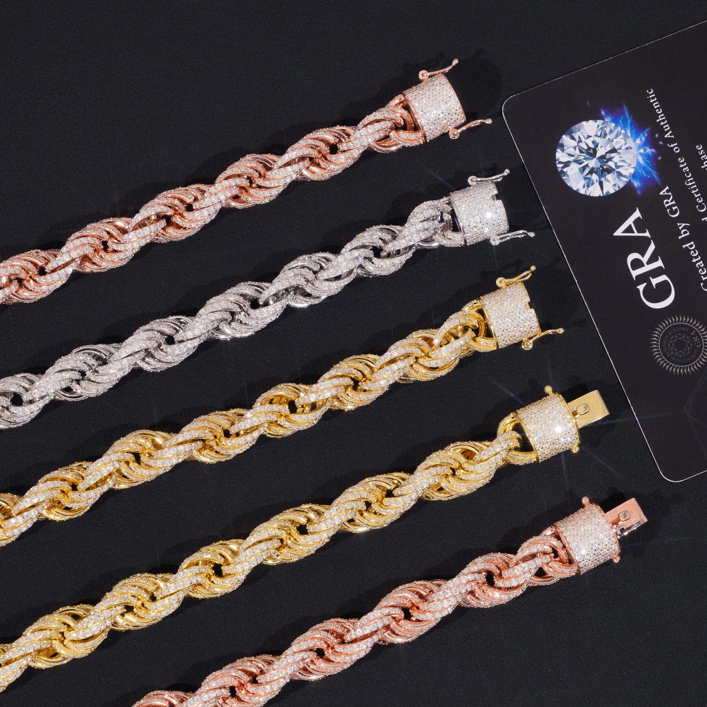 10mm S925 Sterling Silver Moissanite Rope Chain | Iced Out Twisted Link | Caratix