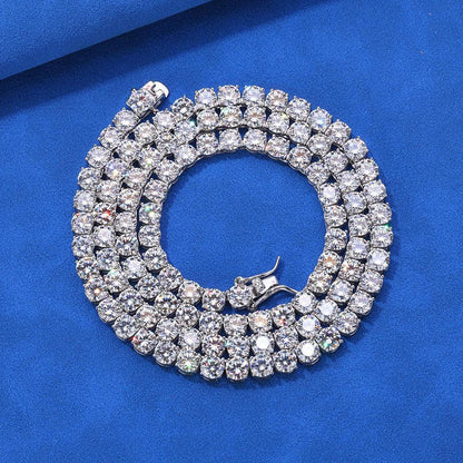 4mm Moissanite Tennis Chain Necklace for Women – S925 Sterling Silver Luxury Hip Hop Jewelry - CaratixJewelry