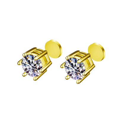 Classic 6-Prong Moissanite Magnetic Earrings - 925 Silver | Caratix