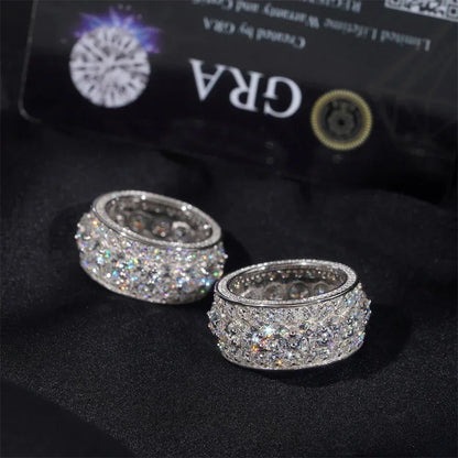 5mm Moissanite Men’s Ring | S925 Silver Full Iced Out Hip Hop Rapper Jewelry - CaratixJewelry