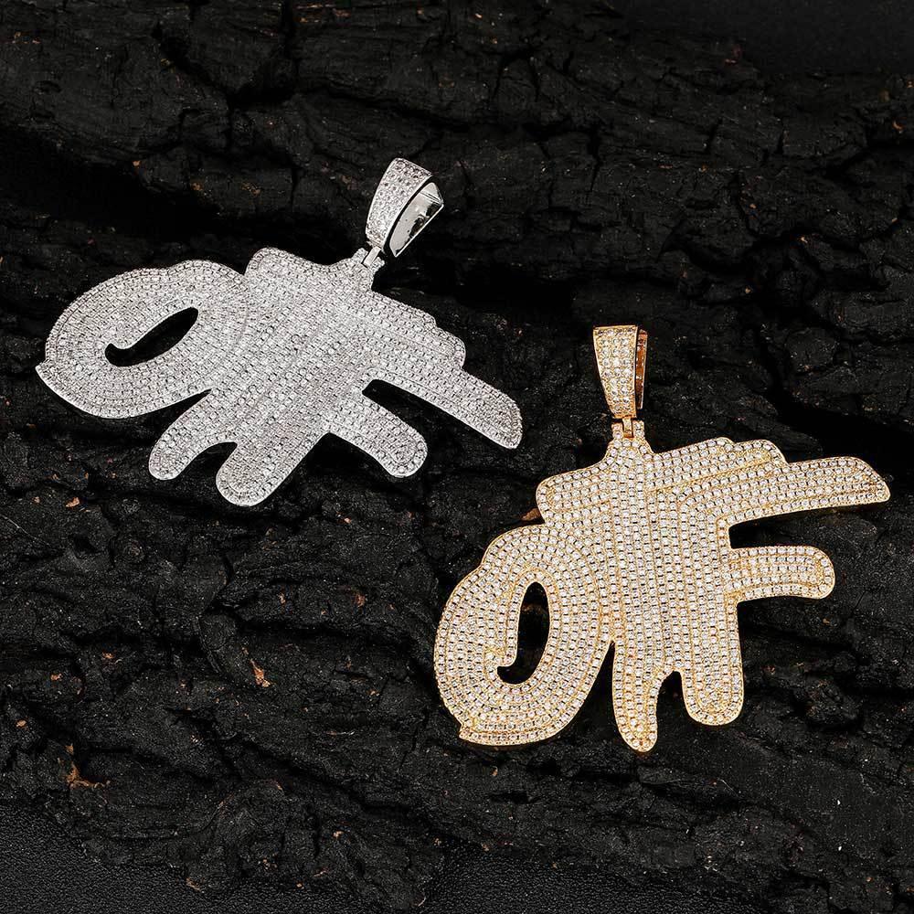 DIY OTF Letter Pendant Necklace with Micro-Pave Zircon and Copper Frame for Men | Caratix Jewelry - CaratixJewelry