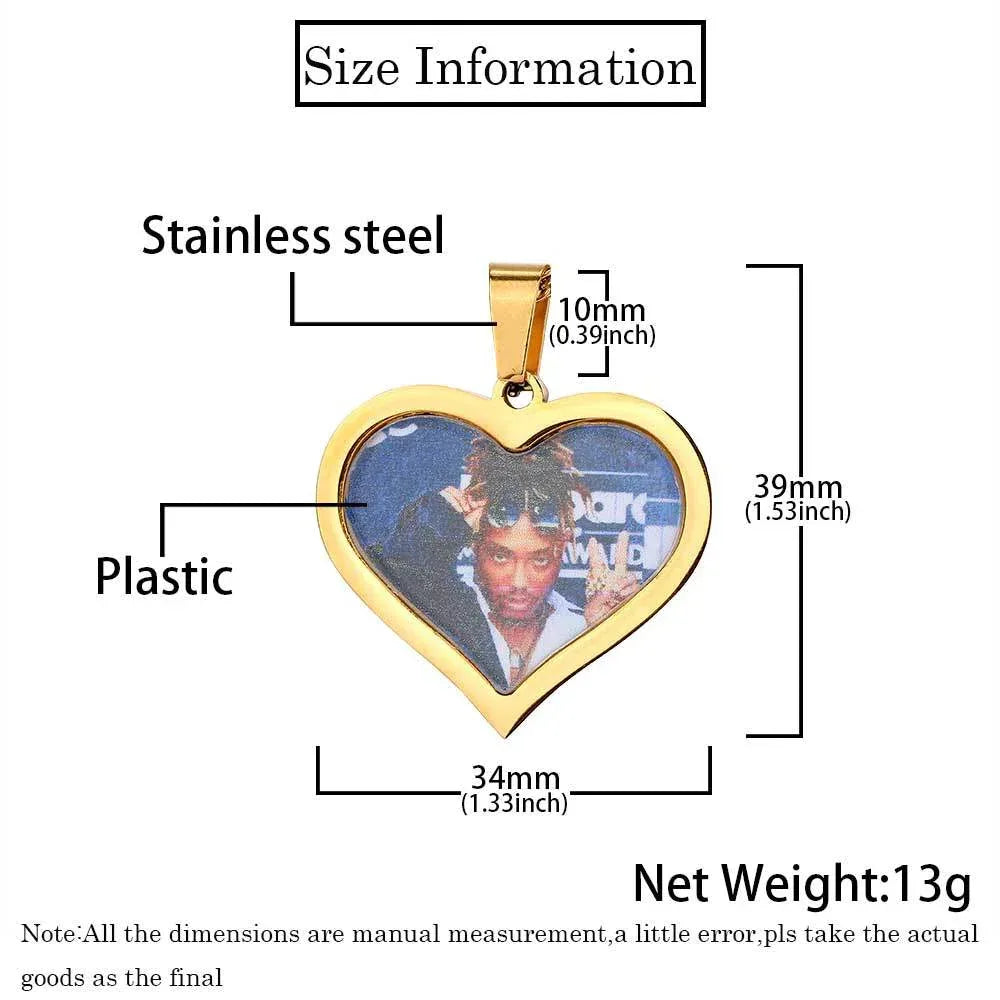Custom DIY Stainless Steel Heart Photo Pendant Necklace for Men | Caratix Jewelry - CaratixJewelry