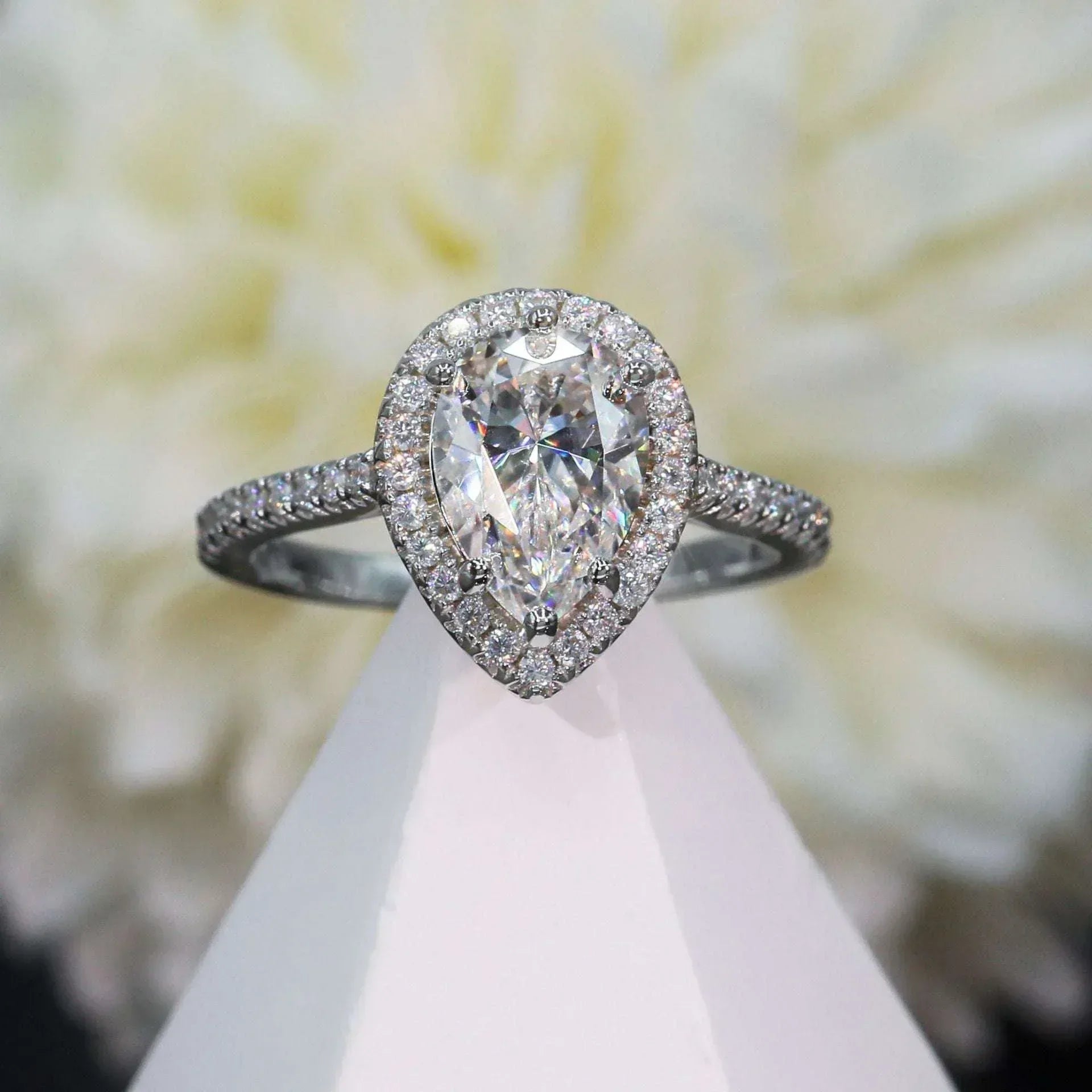 2ct Pear Moissanite Ring | S925 Silver Romantic Women’s Engagement Gift Jewelry - CaratixJewelry