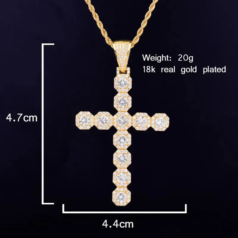 Iced Out Classic Cross Pendant | Men's Essential Hip Hop Necklace | Premium Copper CZ Religious Jewelry | Timeless Look | Caratix - CaratixJewelry