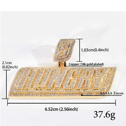Huncry Letter Pendant Necklace | CZ Iced Out Hip Hop Streetwear Jewelry - CaratixJewelry