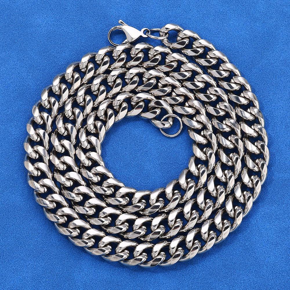 Rounded Cuban Link Stainless Steel Necklace with Lobster Clasp Gold Chain Rapper Style for Men | Caratix Jewelry - CaratixJewelry