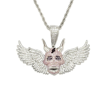 Iced Out Winged Skull Pendant | Men's "Fallen Angel" Necklace - CaratixJewelry