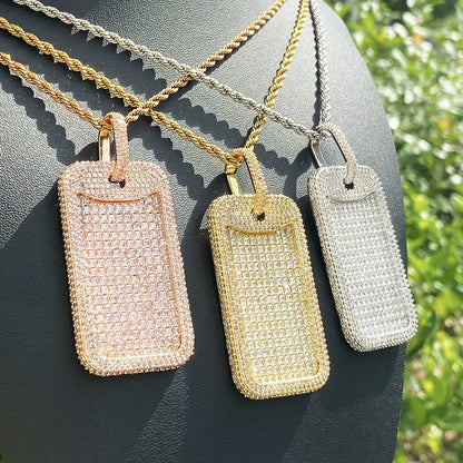 Luxury Heavy Design Iced Out Square Pendant for Men | Niche Creative Hip Hop Rapper Necklace | Full CZ Zircon Block Bling | Senior Sense Jewelry | Caratix - CaratixJewelry
