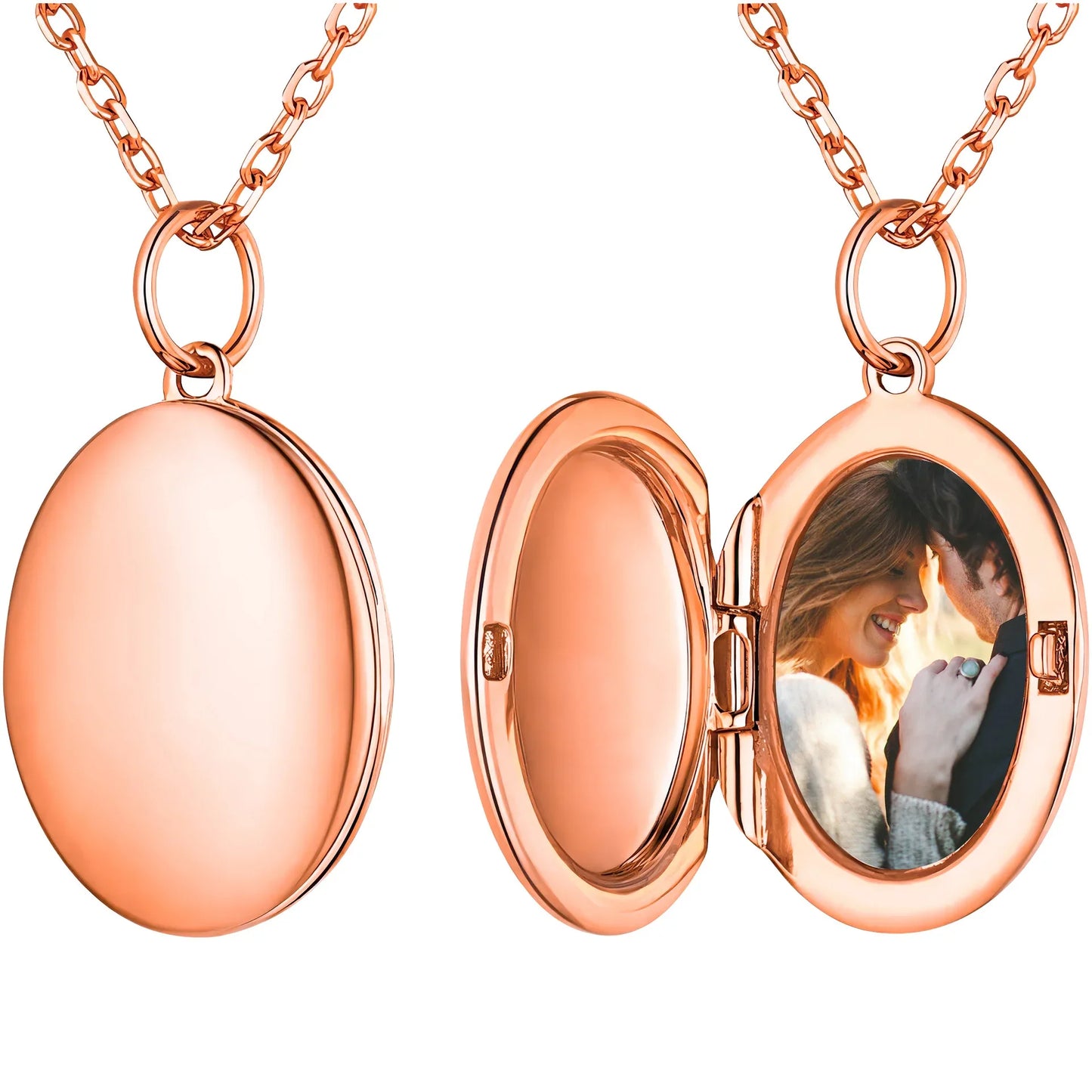 S925 Sterling Silver Oval Locket Necklace | Custom Photo Memory Pendant | Caratix