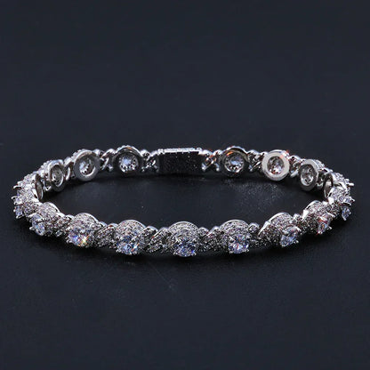 7.5mm Bead Cuban Bracelet Zircon Gold Chain Rapper Style for Men | Caratix Jewelry - CaratixJewelry