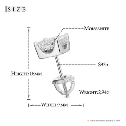 Flooded Ice 3D Cube Genuine VVS Diamond 925 Solid Silver Hip Hop Bling Earrings – Iced Out Jewelry