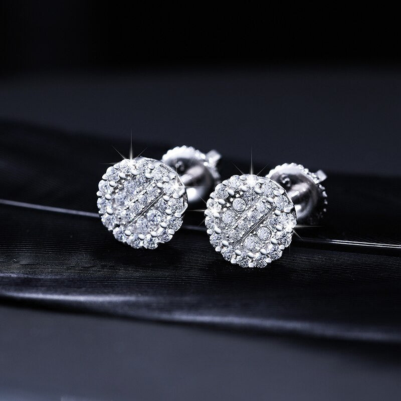 Luxury 925 Silver 15K Gold Genuine VVS Diamond Ice Cluster Hip Hop Earrings – Iced Out Jewelry