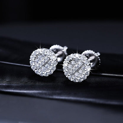 Luxury 925 Silver 15K Gold Genuine VVS Diamond Ice Cluster Hip Hop Earrings – Iced Out Jewelry