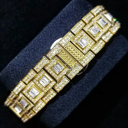 Luxury Day Date Iced Out Watch for Men | Hip Hop Rap Singer Wristwatch | West Coast Street Style Bling Jewelry Clock | Quartz Watch | Caratix - CaratixJewelry